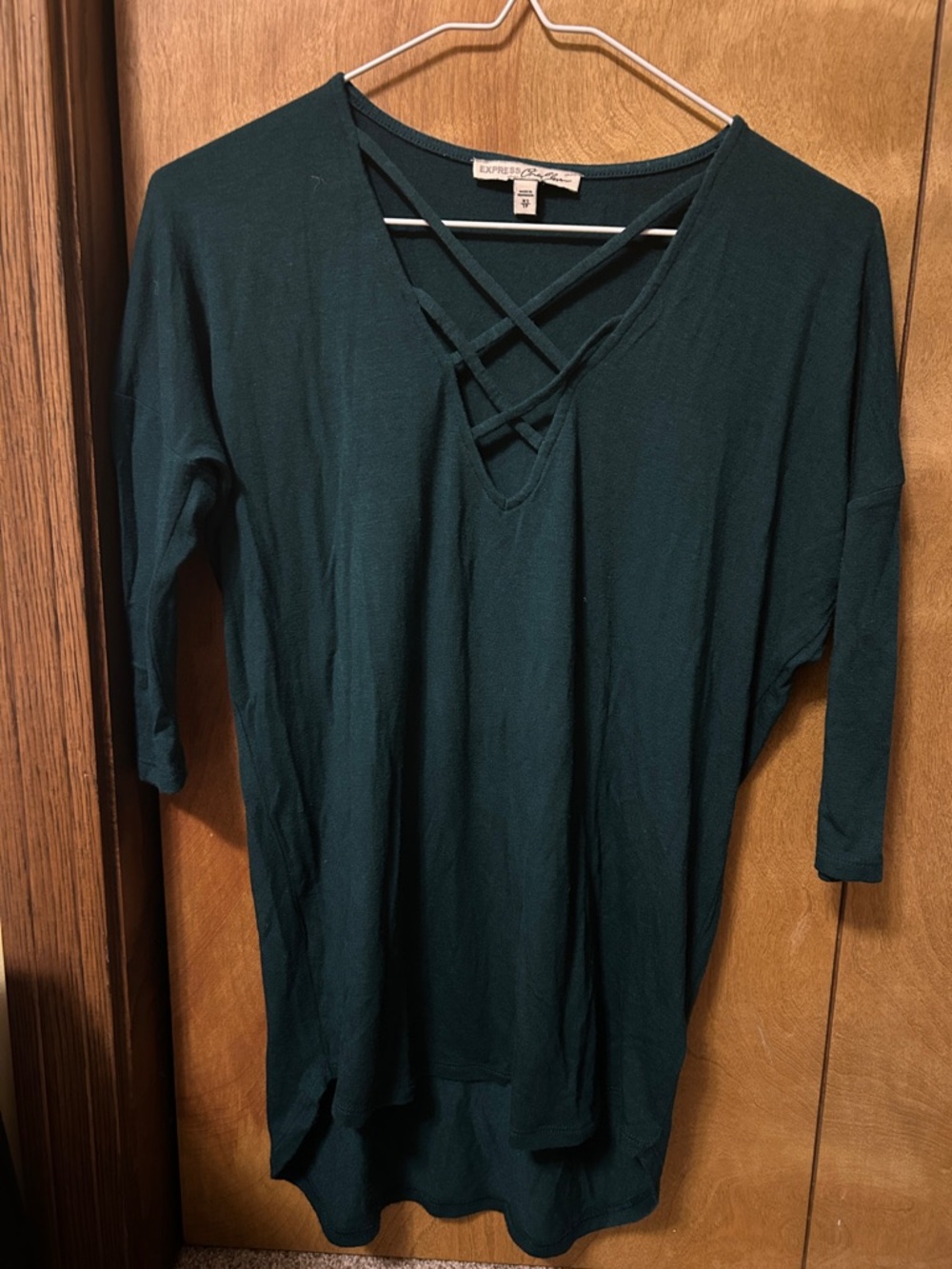 Express Teal Crisscross V-Neck Tunic